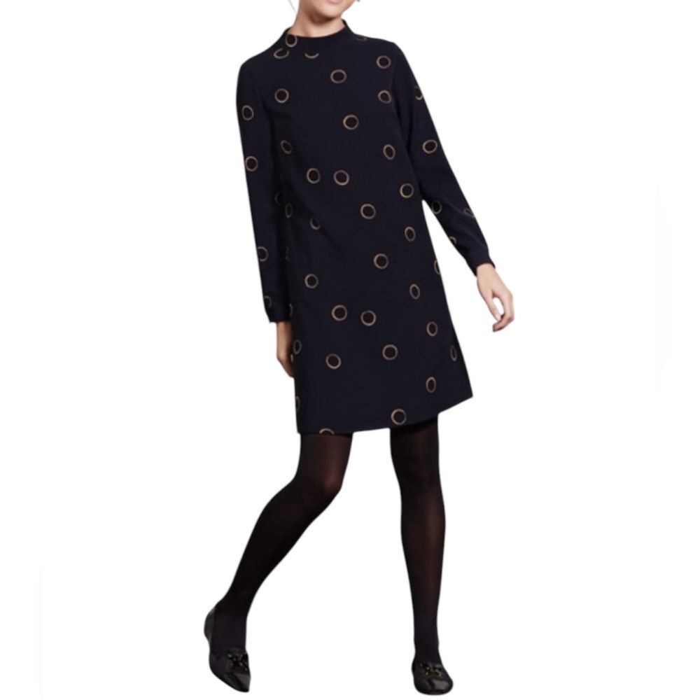 Boden Navy Polka Dot Long Sleeve Dress | US 8R